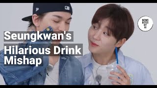 Seventeens Seungkwan Spits Drink on Vernon During Fan Meeting [upl. by Etnomal]