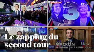 Comment les chaînes télé ont annoncé la victoire de Macron au second tour [upl. by Nomolos]