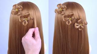 Easy amp Unique Hairstyle For Wedding amp Prom  Waterfall Braid Half Up Half Down Tutorial Step By Step [upl. by Shayla]