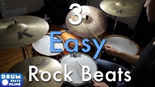 3 Easy Beginner Rock Beats  Beginner Drum Lesson  Drum Beats Online [upl. by Prissy319]