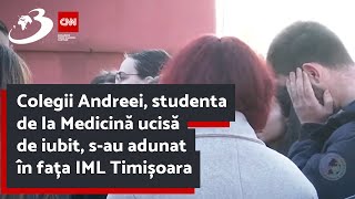 Colegii Andreei studenta de la Medicină ucisă de iubit sau adunat în fața IML Timișoara [upl. by Colville]