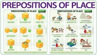 Basic Prepositions of Place in English  Learn English Prepositions  ESOL prepositions of place [upl. by Ahsienahs]