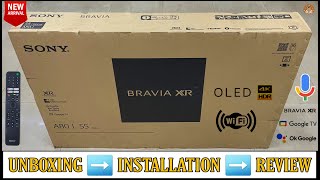 SONY XR55A80J 2022  55 inch OLED 4k Ultra Hd Google Tv Unboxing And Review  Complete Demo [upl. by Ajit]