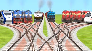 4x2 Trains Crossings At Indian Bumpy 3D Grandient Branched Railroad Tracks  train simulator 2024 [upl. by Frolick]