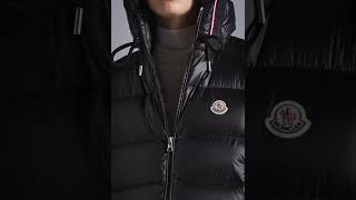 MONCLER Shiny Luiro Padded Down Gilet Vest Hooded Glossy Black Men [upl. by Alilad]