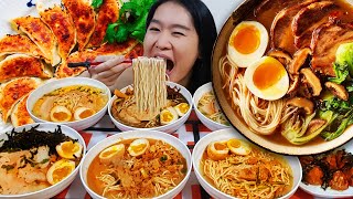 RAMEN CRAVINGS MUKBANG Japanese Tonkotsu Pork Noodles Fried Dumplings amp Chinese Jajangmyeon  ASMR [upl. by Nilrak652]