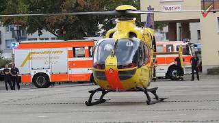 Rettungshubschrauber Christoph 8 DHOFF Landung und Start auf der Springe neben Wochenmarkt [upl. by Aicineohp]