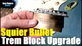 21 Musiclily 36mm Brass Tremolo Block  Squier Bullet Strat Upgrade [upl. by Yentrok382]