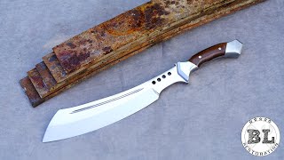 Creating a Chopper Knife from a truck leaf spring [upl. by Aidole740]