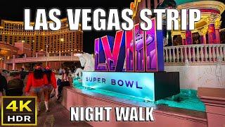 Las Vegas Strip Night Walk  February 2024 [upl. by Eninahpets174]