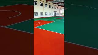 Cushioned rubber roll acrylic court indoor and outdoor sports flooring installation drawing lines [upl. by Shull424]