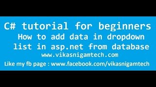 how to add data in dropdown list in aspnet from database [upl. by Nanyk295]