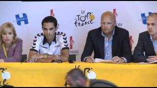 Tour de France 2011  Contador reacts to doping question [upl. by Ayekan]