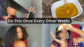 Hot oil treatment for natural hair breakage split ends and dryness ￼ [upl. by Sulrac]