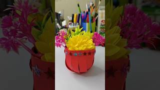 flower pot 🪴 paper craft idea for kidsEasiest paper craft shortfeed kidscraft handmade diy [upl. by Hetti525]