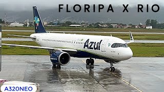 FLORIANÓPOLISSC X RIO DE JANEIRO  SANTOS DUMONT  DECOLAGEM NA CHUVA COM O A320Neo da AZUL [upl. by Adnohr489]