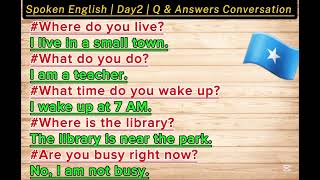 spoken English  Day 2  Q amp A Conversation  ingiriis iyo somali [upl. by Nick764]