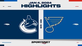 NHL Highlights  Canucks vs Blues  January 4 2024 [upl. by Anaiq628]