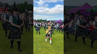 drummajor Dean leads Huntly pipeband march during 2024 Dufftown highlandgames in Moray shorts [upl. by Philipa]