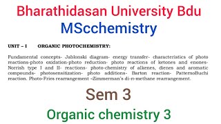 Organic photochemistry  Bdu  0rganic chemistry  MScchemistry  sem3  sspvthiruvalluvaruniverse [upl. by Iridissa311]