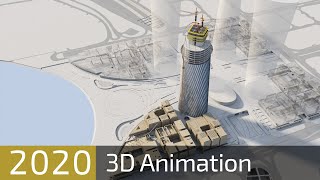 Lusail Plaza Towers Construction 3D Animation Movie [upl. by Chemar]