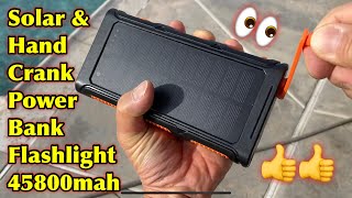 GOODaaa Hand Crank Solar 45800mah Power Bank Flashlight Qi Wireless Charger [upl. by Aihsik]