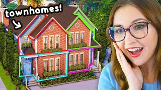 i tried building FUNCTIONAL townhomes for the sims 4 for rent [upl. by Phylys738]