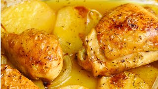 Como hacer Pollo al Horno asado con patatas y cebolla Recetas Faciles y rapidas [upl. by Auod]