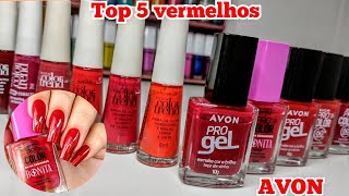 TOP 5 ESMALTES VERMELHOS DA AVON [upl. by Sauers]