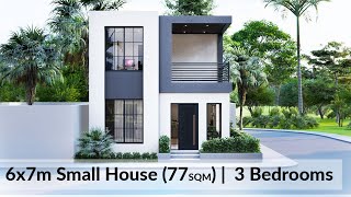 6x7 Meters Small House Design Idea with 3 Bedrooms [upl. by Paza]