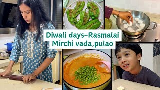 My diwali day was busy but I managed to cook a lot I Husband loved Mirchi vada [upl. by Nipahc]