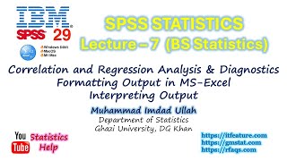 Lecture 7 Correlation and Regression Analysis in SPSS BS Statistics 2125 GU DGK Urdu [upl. by Hewet]