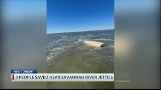 3 rescued after boat capsizes near Savannah River jetties Coast Guard [upl. by Nivonod984]