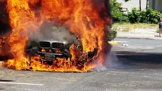 Car erupts in flames [upl. by Vevay]