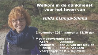 Afscheidsdienst Hilda ElzingaSikma [upl. by Wilson]