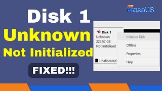 How to Fix Disk 1 Unknown Not Initialized Issue Solved [upl. by Dnomrej833]