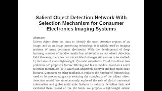 Salient Object Detection Network With Selection Mechanism for Consumer Electronics Imaging Systems [upl. by Aikehs]