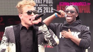 Jake Paul amp Deji Square Off Face To Face At Their Boxing Match Press Conference 61618 [upl. by Intyrb]