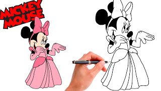 How To Draw MINNIE MOUSE  EASY  StepByStep [upl. by Silliw952]