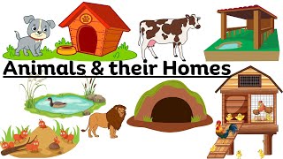 Animals amp Homes Animal Shelter Names for Kids in English Educational video Where do Animals live [upl. by Ninetta]