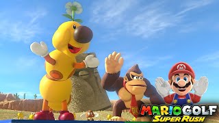 Mario Golf Super Rush Wiggler vs Koopa Troopa vs Donkey Kong in Balmy Dunes [upl. by Aicitan406]