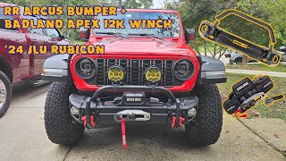 Rugged Ridge Arcus Bumper and Badland Apex 12k winch on 2024 Jeep Wrangler JL Rubicon [upl. by Jud111]