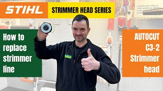 How to change strimmer line in the Stihl Autocut C32 strimmer head  Stihl Strimmer head series [upl. by Somisareg]