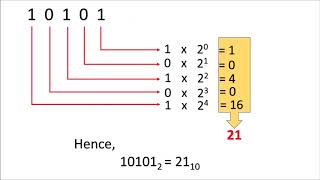 How to convert a binary number to decimal number English [upl. by Esilehs]