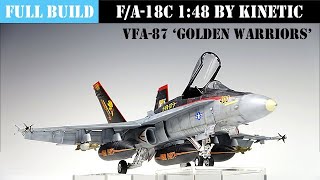 FA18C HORNET US NAVY VFA87 GOLDEN WARRIORS by KINETIC 148 scale model aircraft building [upl. by Erminna]