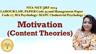 Motivation Part 2  Content Theories [upl. by Liatris]