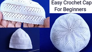 Easy Crochet Cap For Beginners🧵 Qureshia Se Topi Banane ka Tarika  Haw To Crochet Cap  Namaz ki 🧢 [upl. by Ahsiled]