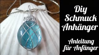 DIY Schmuck Anleitung für Anfänger Deutsch  AluminiumDraht Anhänger mit GlasCabochon [upl. by Scales]