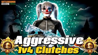 Aggressive 1v4 Clutches 🔱 In Dominator ￼Lobby  5 FINGER  GYROSCOPE BGMI [upl. by Esinad]