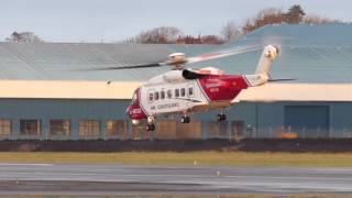 HM Coastguard Sikorsky S92 SAR Helicopter GMCGG  Prestwick Airport 4K [upl. by Eahcim]